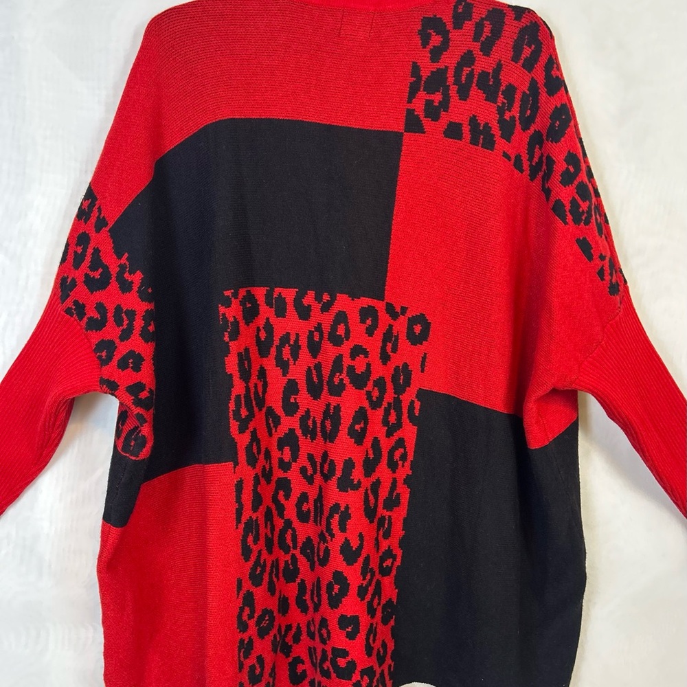 Ruby Rd Woman’s Oversize Drop Shoulder Lipstick Red Sweater - Picture 9 of 9